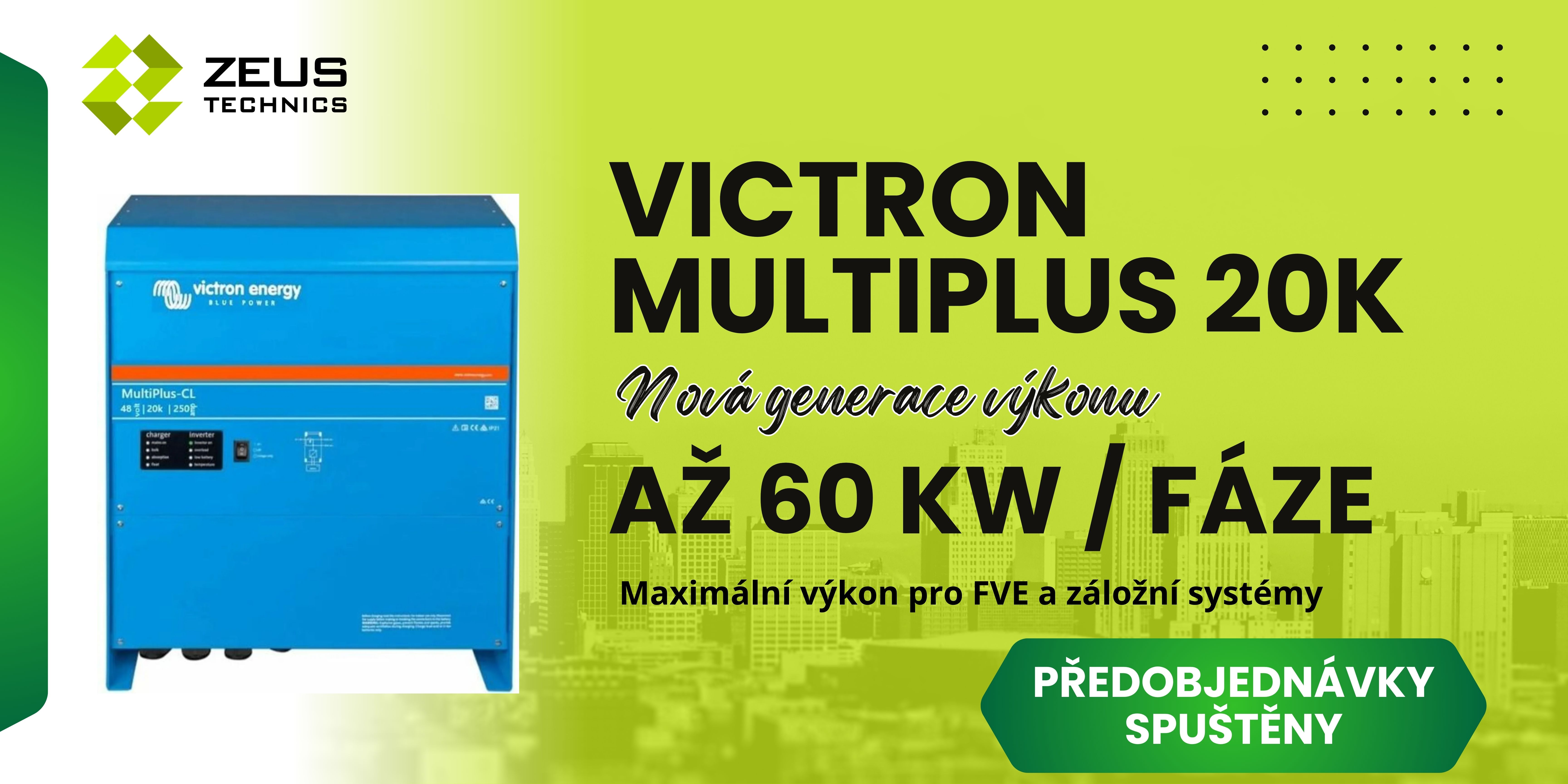 Novinka: Victron MultiPlus 20k – až 60 kW na fázi